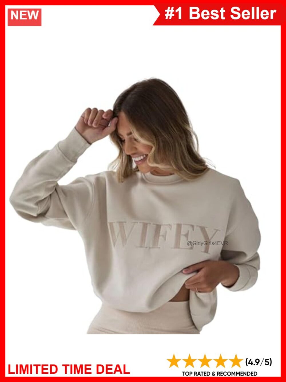 Oversized Wifey Embroidered Crewneck Sweatshirt Newlywed Bride Pullover